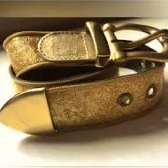 VTG Another Line, USA, Shiny Metallic Embossed Gold Belt, Stunning, size Med main image 11